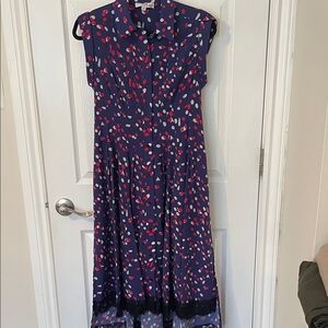 Chic High-Low Dress with Red and White Accents